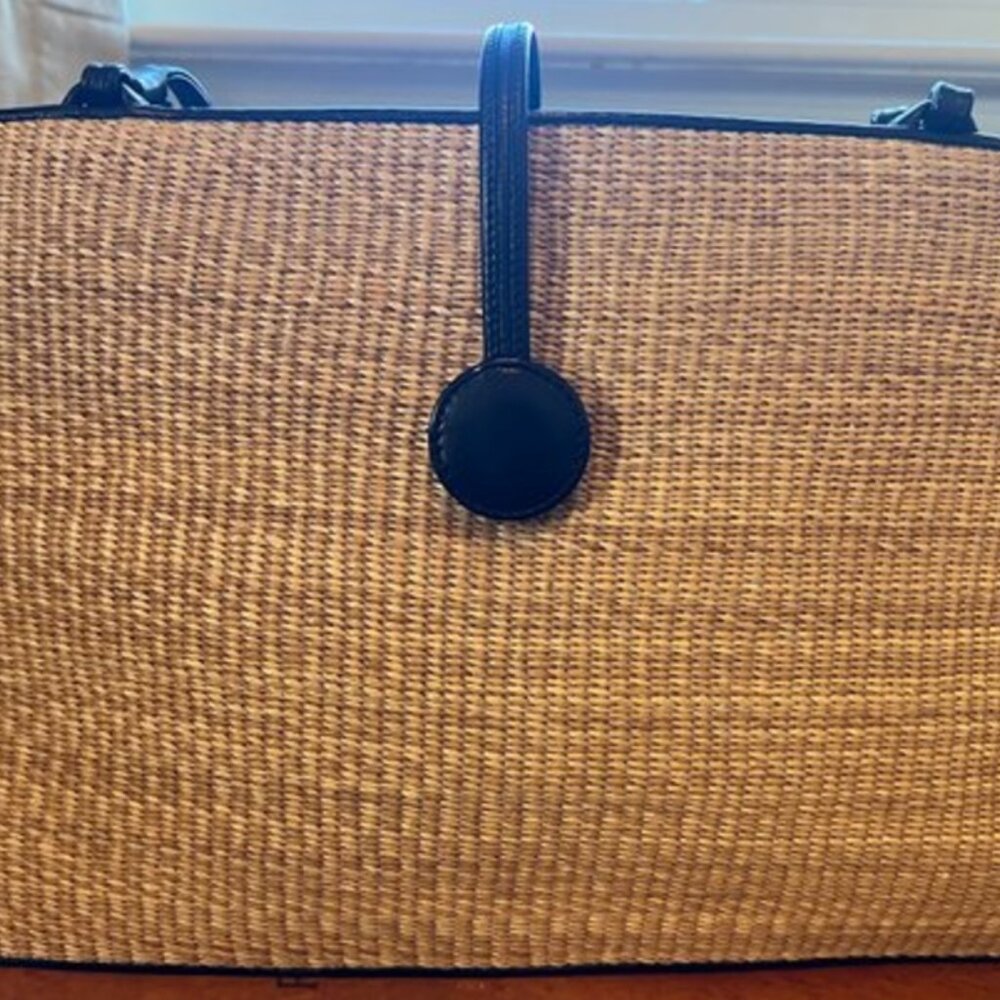 Dokkim Nantucket Straw Leather Black Crossbody Shoulder Bag